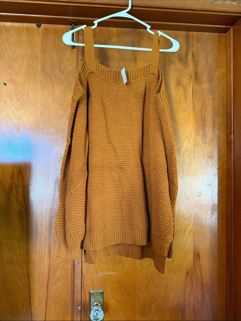 Maurices Off-Shoulder Rust Knit Sweater with Straps